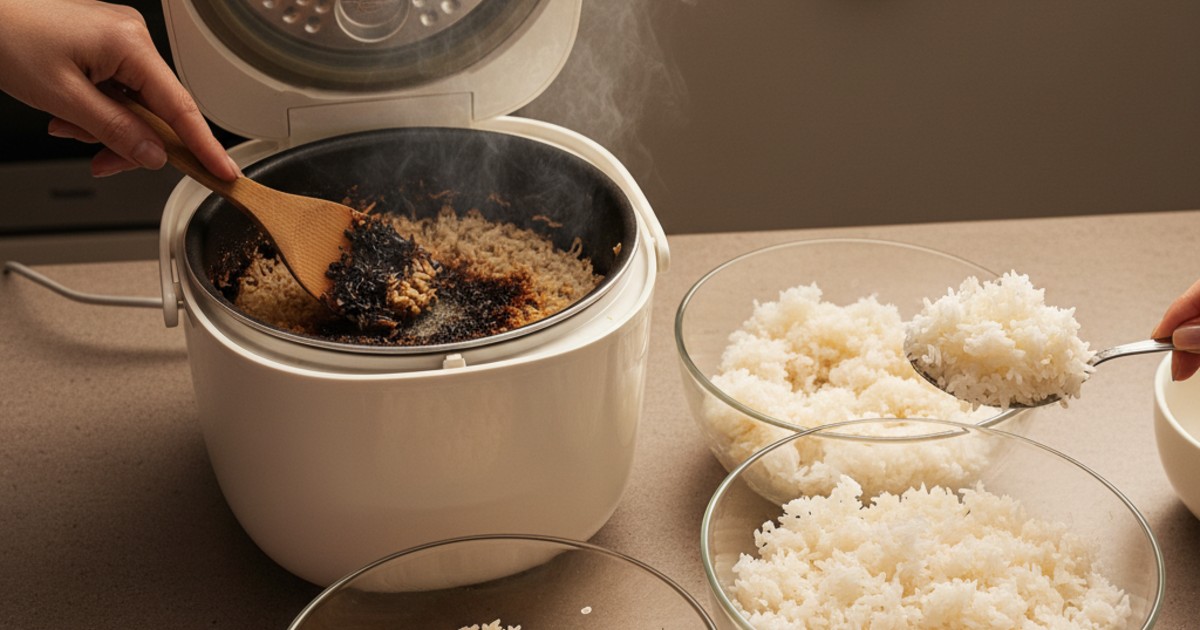 Khắc phục sự cố thường gặp khi nấu cơm