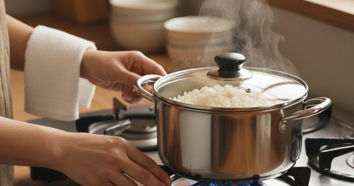 cách nấu cơm bằng bếp gas
