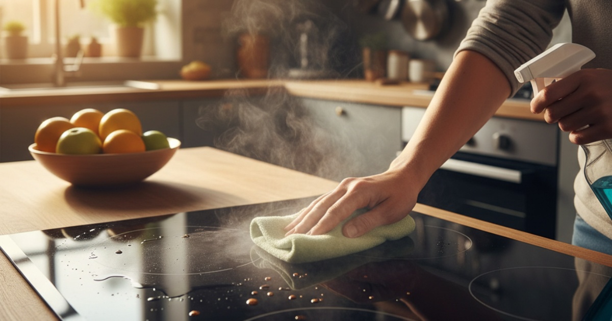 Vệ sinh mặt kính đúng cách sau khi đun nấu